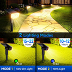 Solar Spot Lights Outdoor Waterproof IP65, 100 LED Solar Lights Outdoor | Super Bright Solar Spotlights 3000K&2 Lighting Modes , 2-in-1 Ground Spike & Wall Mount Solar Landscape Spotlights for Yard