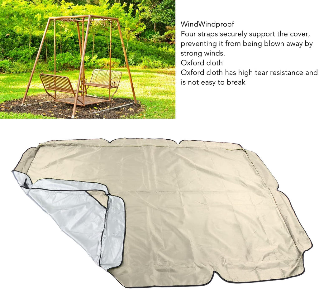 Oxford Cloth Swing Canopy Replacement, Heavy Duty Garden Hammock Top Cover Outdoor Swing Top Cover for Yard Park (64.6x44.9x5.9in) (Beige)
