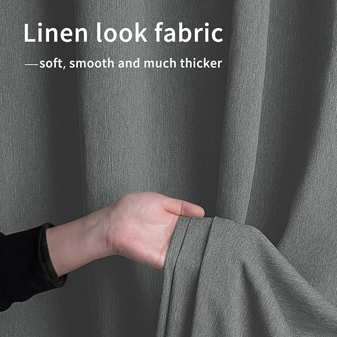Easy-Going Linen Look Outdoor Curtains Waterproof Windproof Porch Curtains, Soft Thicken Outdoor Privacy Curtains for Patio, Gazebo, Grommet Top and Tab Bottom Drape, 1 Panel, 54x84 inch, Dark Grey