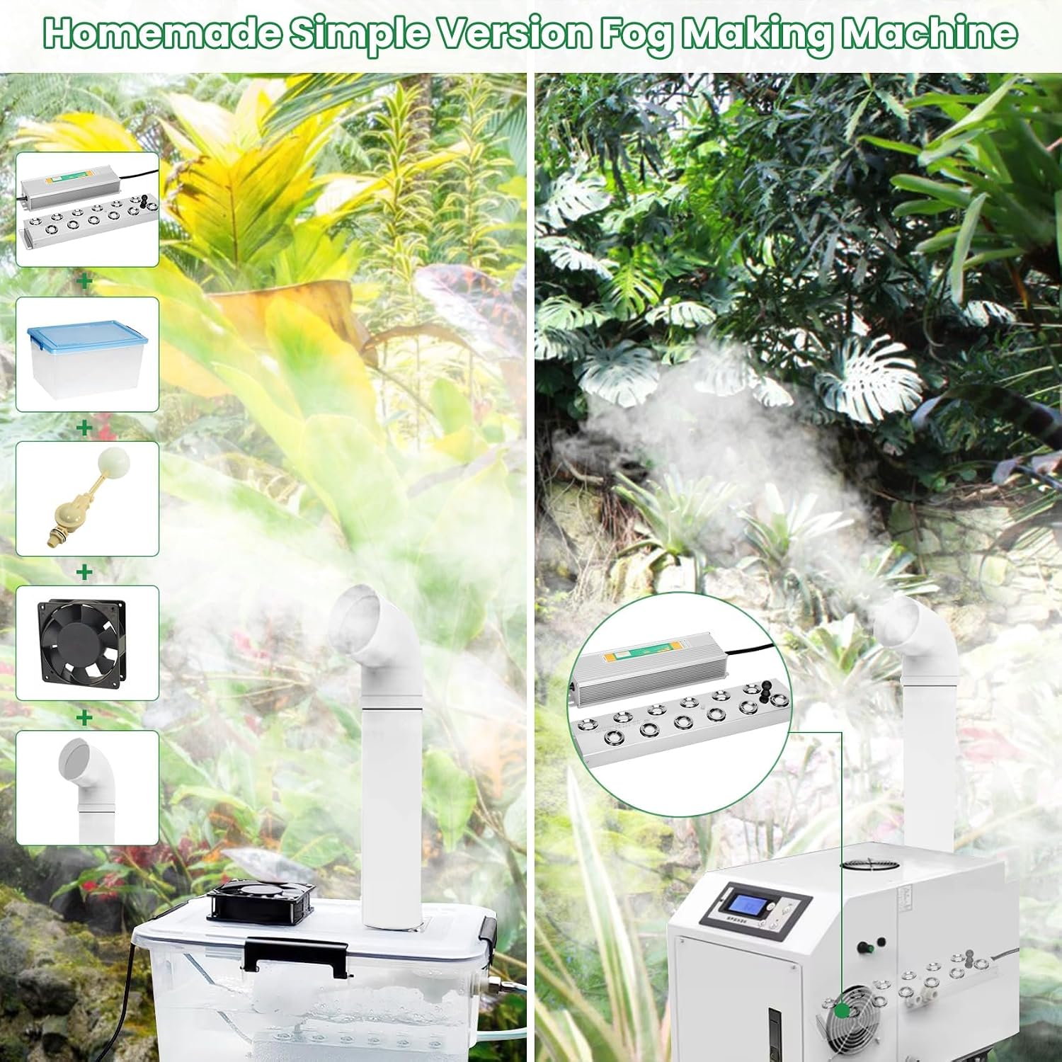 Ultrasonic Mist Maker 12 Head,Add Replacement Atomizer Heads,400W Power Water Proof Ultrasonic Mister,Ultrasonic Fog Humidifier with Float,for Vegetable Preservation,Landscape, Halloween,etc