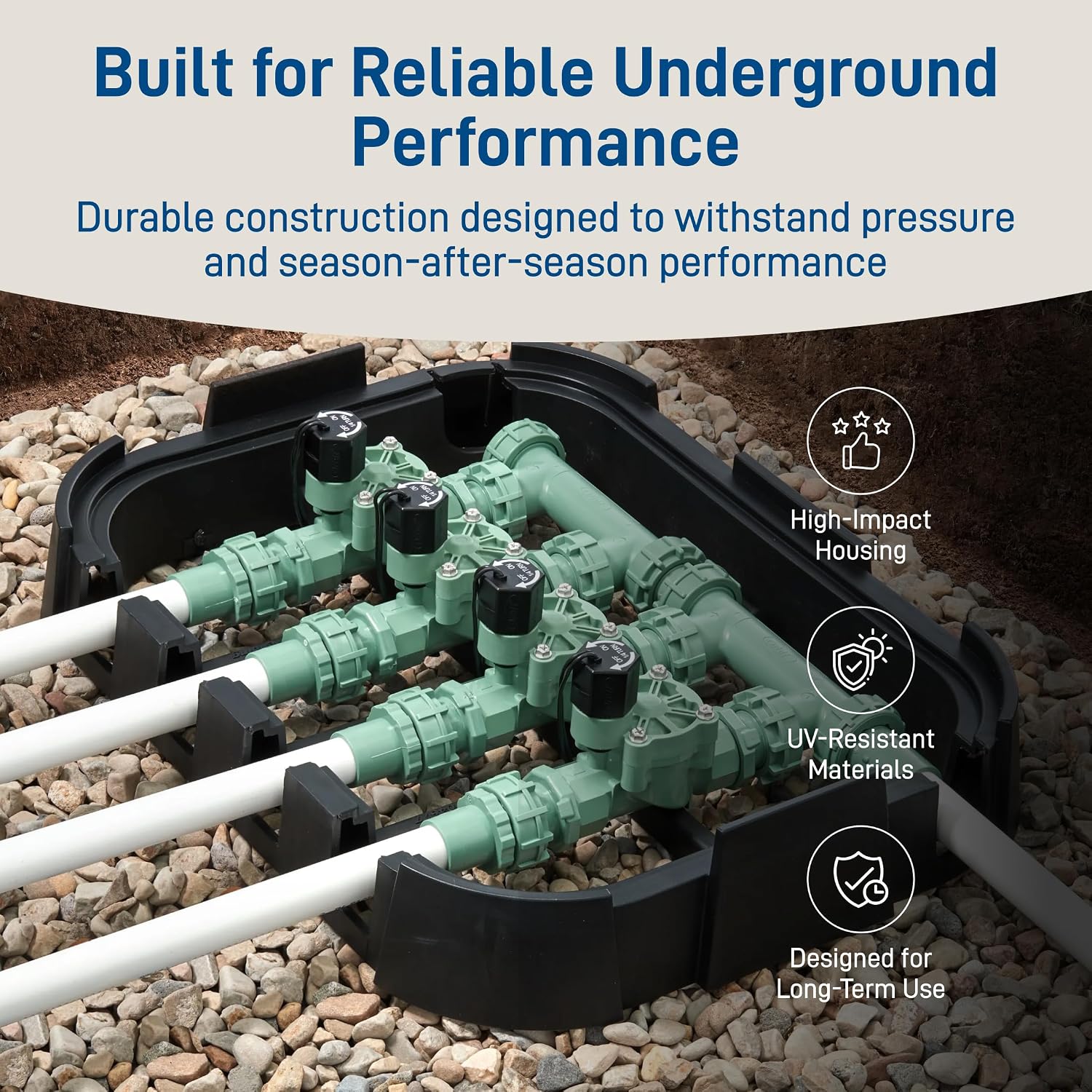 Orbit 57257 4-Valve Preassembled Sprinkler Manifold – Easy Install, Smart Controller Compatible, Works with PVC & Poly Pipe, Includes 4 in-Line Valves