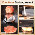 Stainless Steel Burger Smasher, 6 Inch Heavy Duty Grill Press with Wood Handle, 1.7 lb Solid Cooking Weight Press for Flat Top Griddle, Meat Press for BBQ, Fish, Chicken, Bacon & Steak