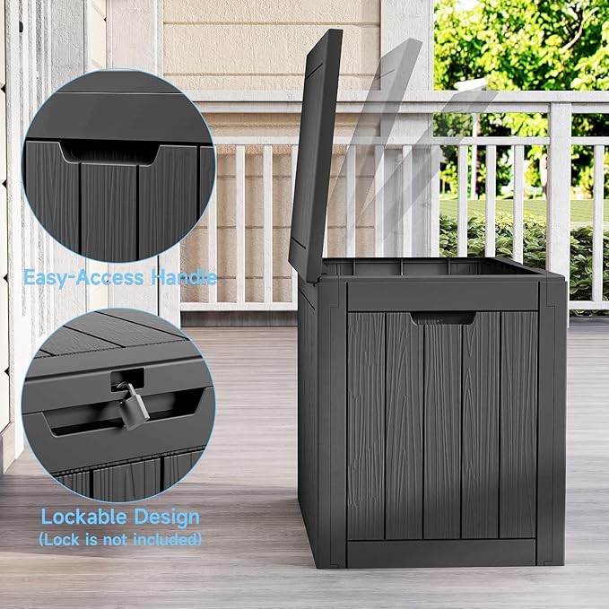 EasyUp 36 Gallon Outdoor Storage Box Waterproof, Resin Outdoor Deck Box, Deck Boxes for Garden Tools Equipment and Cushions (Black)