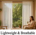 10 x 10 ft Outdoor White Tulle Backdrop Curtains Waterproof Voile Sheer Screen Breathable Mash Netting Light Filtering Privacy Curtains for Patio Porch Yard Pergola Gazebo, 2 Panels