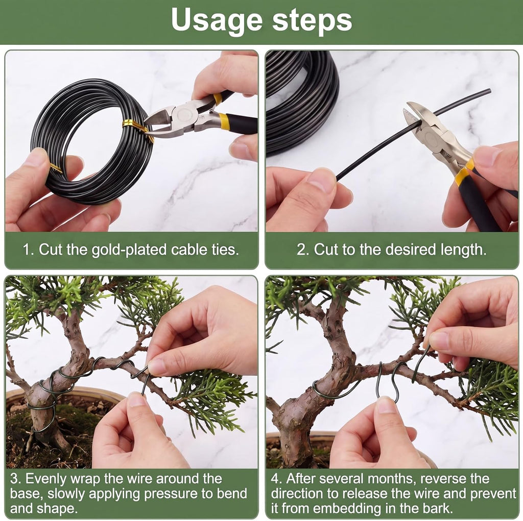 Hotop 10 Rolls Bonsai Wires Anodized Aluminum Bonsai Training Wire in 5 Sizes - 1.0 mm, 1.5 mm, 2.0 mm, 2.5 mm, 3.0 mm, Total 164 Feet (Black)