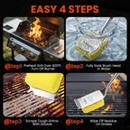 Grill Brush for Outdoor Grill, Bristle Free Grill Brush with Scraper | Safe Steam Grill Cleaner for BBQ&Griddle, Long Rosewood Handle Reaches Corners,for Porcelain,Cast Iron&Stainless Steel Grates