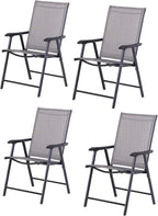 Outsunny Folding Outdoor Patio Chairs Set of 4 Stackable Portable for Deck, Garden, Camping and Travel