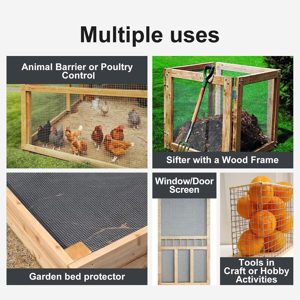 Hardware Cloth 1/4 inch 48 x 100 ft Wire Fencing: Galvanized Welded Garden Fence Roll Square Mesh 23 Gauge Chicken Rabbit Snake Cage Heavy Duty Welding Fencing