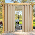 NICETOWN Outdoor Curtain for Patio Waterproof & Windproof 95" L, Thermal Insulated Top and Bottom Fixed Rustproof Grommets Light Block Outdoor Drape for Pool/Gazebo, Biscotti Beige, 1 Panel, W52 in
