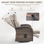 Zero Gravity Patio Swivel Rocking Recliner Chair - Wicker Outdoor Lounge Chair with Adjustable Backrest & Footrest, All Weather Reclining Rocker Chairs with Thick Cushion for Pool Deck Beige