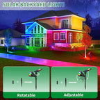 JSOT 2 Pack Christmas Solar Spotlights, RGB Solar Spot Light Outdoor Waterproof Color Changing Landscape Lighting with 9 Lighting Options Decor for Backyard Walkway Tree Lawn