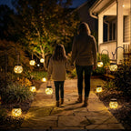 ROSHWEY 6 Pack M Size Solar Lantern Gifts for Women - Outdoor Solar Lanterns Waterproof with 15 LED Hanging Garden Patio Backyard Decor Lights for Halloween Christmas Easter Gift