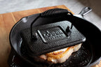 Lodge Pre-Seasoned Cast Iron Grill Press, 6.75 x 4.5 Inches | Heavy-Duty Cast Iron Press for Burgers, Sandwiches, Bacon & Everyday Griddle Cooking, Durable & Naturally Nonstick