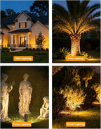 PARTPHONER Solid Brass Low Voltage Landscape Lighting, Wired 12V LED Landscape Spotlights with Aluminum Housing MR16 Bulb, Heavy Duty Outdoor Waterproof Up Lights for Garden, Yard, Trees, 12Pack