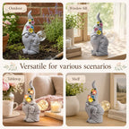 Solar Funny Garden Gnome Statue: Outdoor Lights Decorations | Waterproof Resin Sculpture,Yard Lawn Porch Balcony Patio Home Decor,Birthday Gifts for Mom Women Grandma