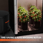 spider farmer 4 pot gravity-fed self watering system showing dimensions