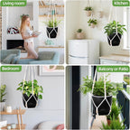 2-Pack 5.7-Inch Self-Watering Hanging Planters for Indoor & Outdoor Plants,34Inch Macrame Hanger Plant Pots Indoor with Drainage,Small Hanging Planters & Baskets,With Two Sets of Hooks（Pure black）