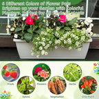 18 Pack Window Box Planter 17 Inches Rectangular Vegetable Flower Planters with Drainage Holes and Saucers Plastic Flower Pots Coloful Herb Planter for Indoor Outdoor Patio Garden Home Decor
