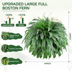 49” Artificial Ferns for Outdoors Planter, 128 Leaves per Fern, Set of 2, Large Lush Fake Boston Ferns Hanging Plants, UV Resistant Faux Greenery for Porch Patio Garden Home Decor Indoor Outdoor