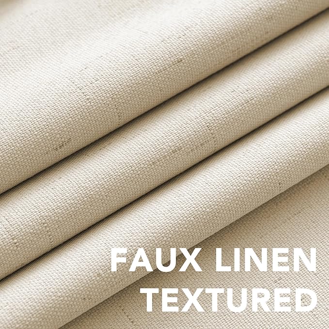 H.VERSAILTEX 100% Blackout Curtains for Bedroom Thermal Insulated Linen Textured Curtains Heat and Full Light Blocking Drapes Living Room Curtains 2 Panel Sets, Bleached Sand, 52x108 Inch