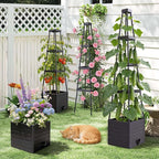 4 Pack Raised Garden Bed Planter Box with Trellis, 57" Self-Watering Tomato Cage Planters for Climbing Plants Vegetable Vine Flowers Outdoor & Indoor (57x9.8x9.8IN)
