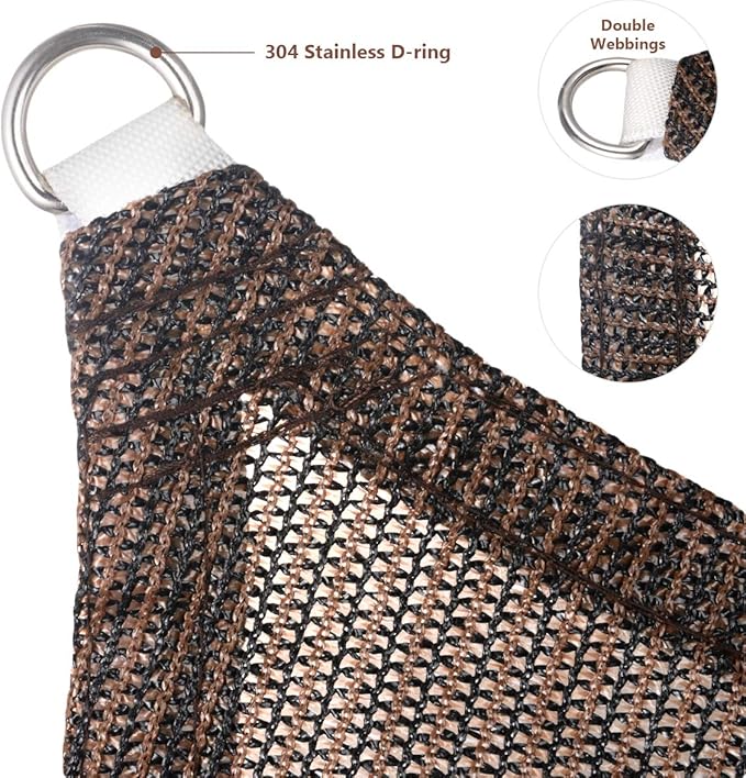 Eden's Decor Straight Flat-Edged Sun Shade Sail Rectangular 7' x 8' Brown UV-Blocking Outdoor Canopy Fabric Cloth Awning for Pergola Patio Garden Backyard Custom Size