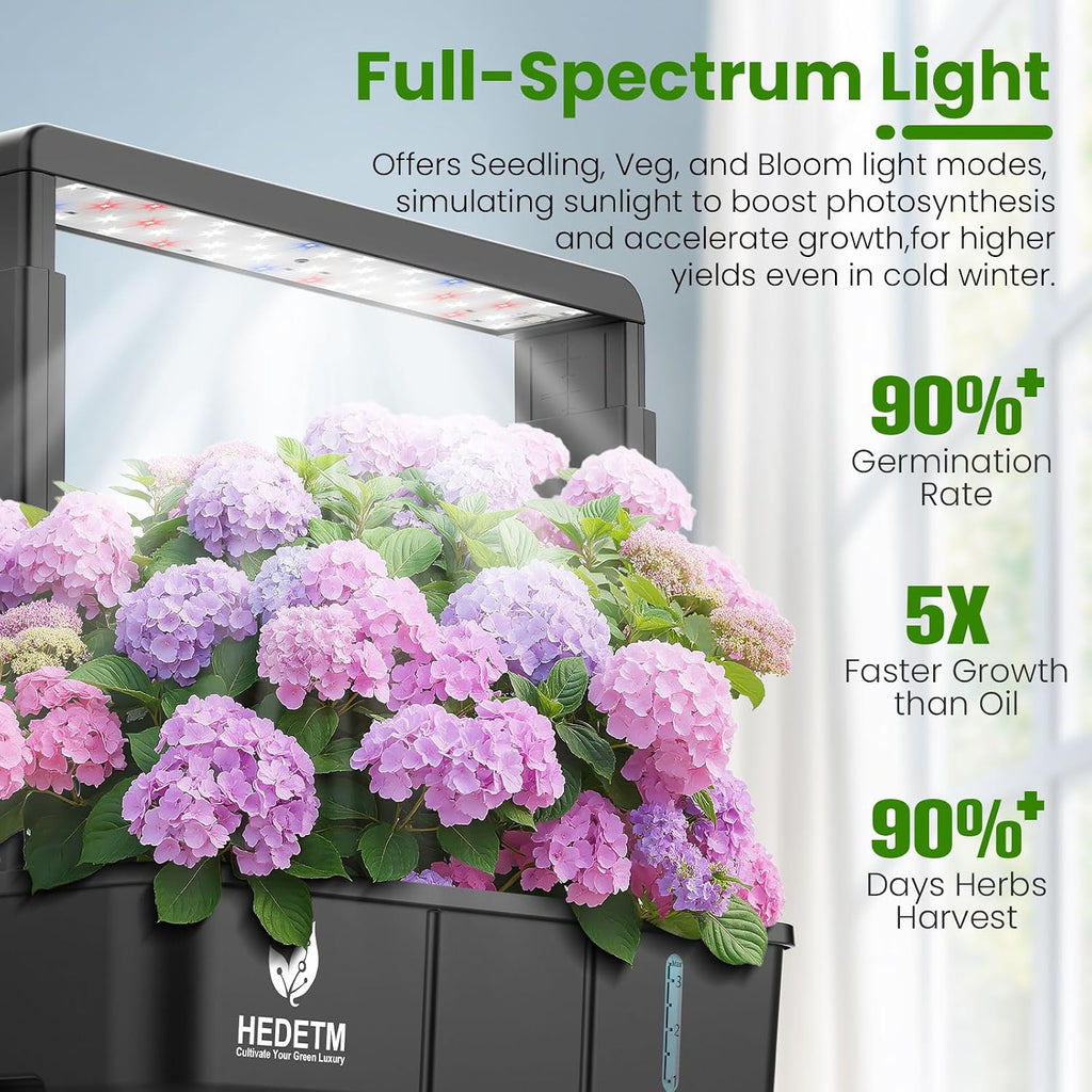 15 pods hydroponics growing system indoor garden with, close-up detail
