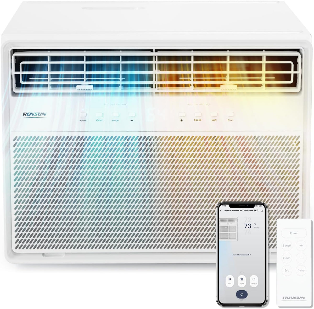 rovsun 8000 btu window air conditioner with heat, main product view