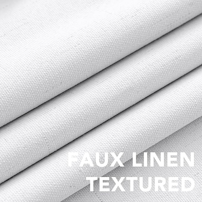 H.VERSAILTEX 100% Blackout Curtains for Bedroom Thermal Insulated Linen Textured Curtains Heat and Full Light Blocking Drapes Living Room Curtains 2 Panel Sets, 42x84 - Inch, Pure White