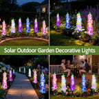 Solar Garden Lights, Delphinium Flowers 2 Pack 40 LEDs, Waterproof Outdoor Lights Two Lighting Modes for Wedding Party Garden Yard Patio Lawn Decor and Gift for Mother