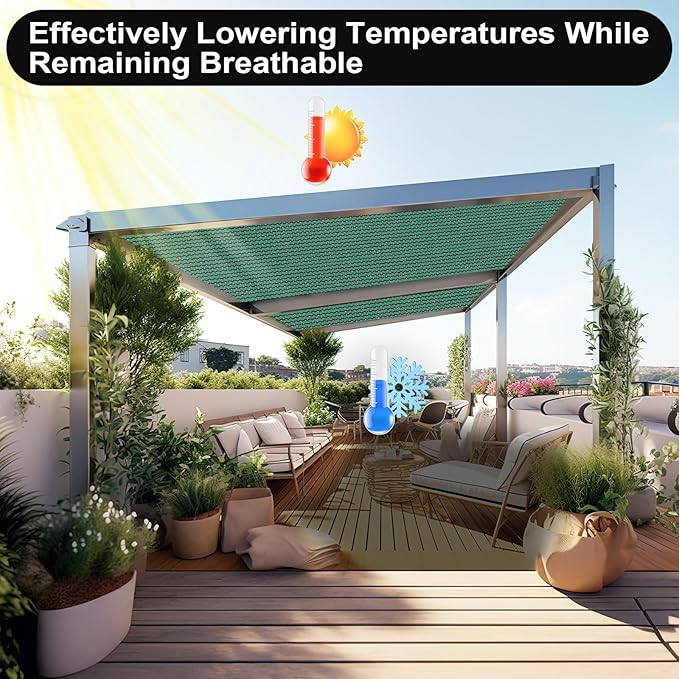 Artpuch 90% Sun Shade Cloth, 8 x 8 FT Pergola Shade Cover Canopy with Grommets, Sun Screen Fabric Tarp for Patio, Outdoor, Garden, Backyard, Green