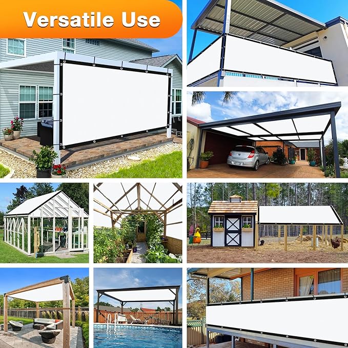 Artpuch Outdoor Pergola Shade Cover 6' X 9' Sun Shade Cloth with Grommets, 90% UV Protection Canopy Patio Privacy Screen (Customized Available) GN107, White