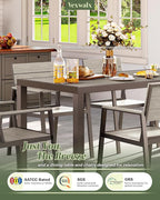 5-Piece Outdoor Dining Set, Aluminum Dining Table Set for 4, Patio Table and Chairs Set with Umbrella Hole, All Weather HDPS Outdoor Table and Chairs for 4 (Gray)