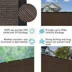 UPGRADE Privacy Fence Screen 3'x39' Brown Outdoor 90% Visibility Blockage 170 GSM Mesh Shade Cover Panels for Backyard,Balcony,Home Decoration with Zip Ties,Customized Avaliable