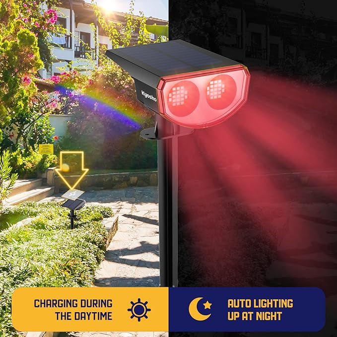 Kyosho Solar Spot Lights Outdoor, IP67 Waterproof Solar Lights for Yard, Garden and Walkways, 38 LEDs RGBW Multicolor Spotlight, 6 Pack