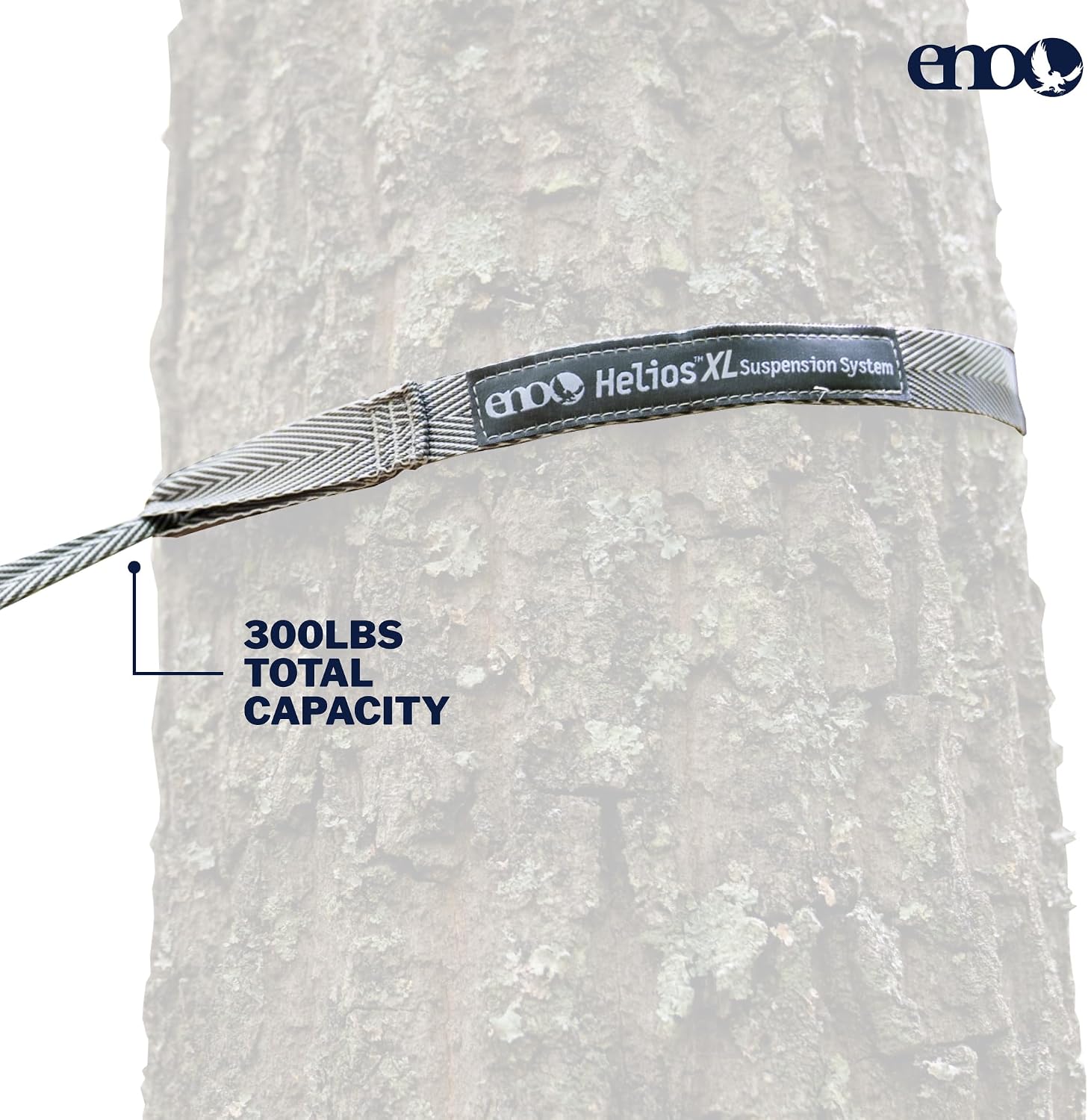 ENO Helios XL Suspension System - Ultralight Tree Strap for Hammock - Hammock Accessories for Camping, Hiking, and Backpacking - Grey