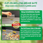 Grilling Rear Grease Gate for Blackstone Griddle Accessory Grease Blocker | Buckle Design Griddle Cooking Accessory Block Food into Rear Grease Catcher, Not For Old-style Long Hook 17" & 22" Blackstone