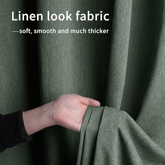 Easy-Going Linen Look Outdoor Curtains Waterproof Windproof Porch Curtains, Soft Thicken Outdoor Privacy Curtains for Patio, Gazebo, Grommet Top and Tab Bottom Drape, 1 panel, 110x108 inch, Sage Green