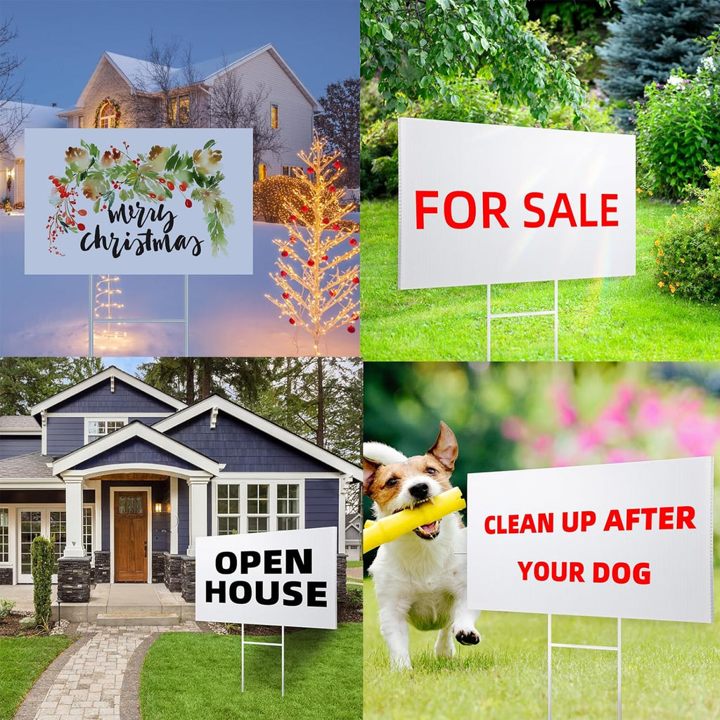 large blank yard signs 18 x 24" with, side view