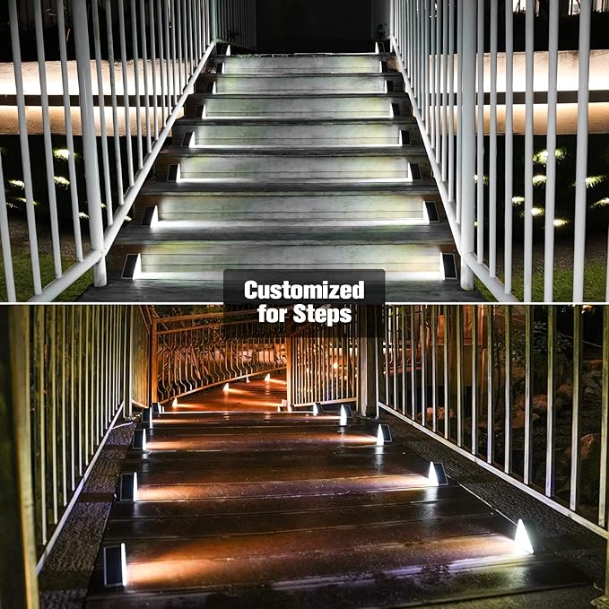 VOLISUN Solar Stair Lights 24 Pack, Solar Step Lights Waterproof IP67, Outdoor Step Light with 13 LEDs, Outdoor Lighting Decor for Yard Stair, Patio, Front Step, Front Porch and Deck(Cool White)