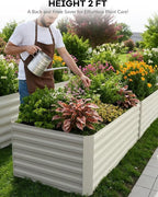 CABIHOME 2 Pcs 6x3x2 Ft Galvanized Raised Garden Bed, Deep Root Planter Box for Vegetables, Flowers, Herbs- Large Metal Raised Garden Bed Kit for Outdoor Use, Beige