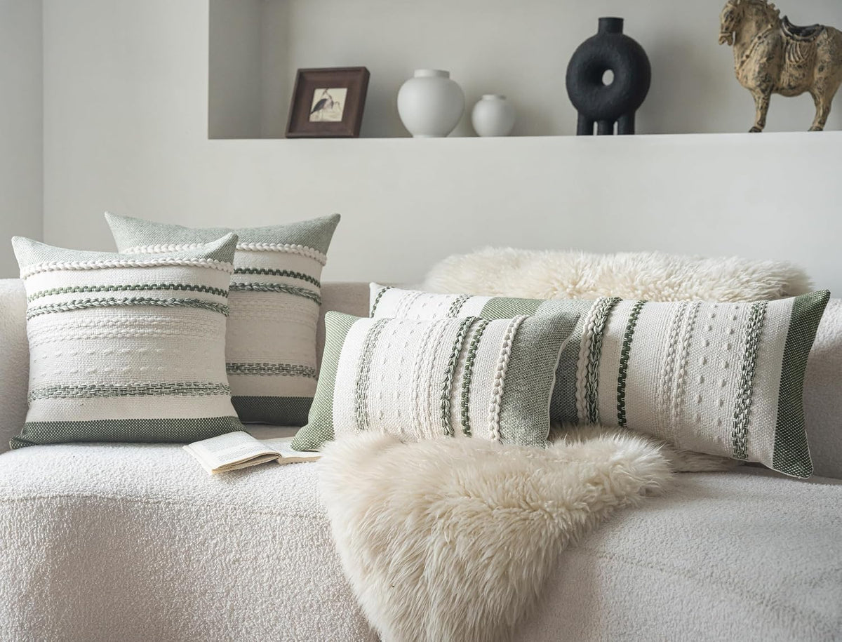 cethom boho lumbar pillow covers 14x36 inch long on a desk or shelf