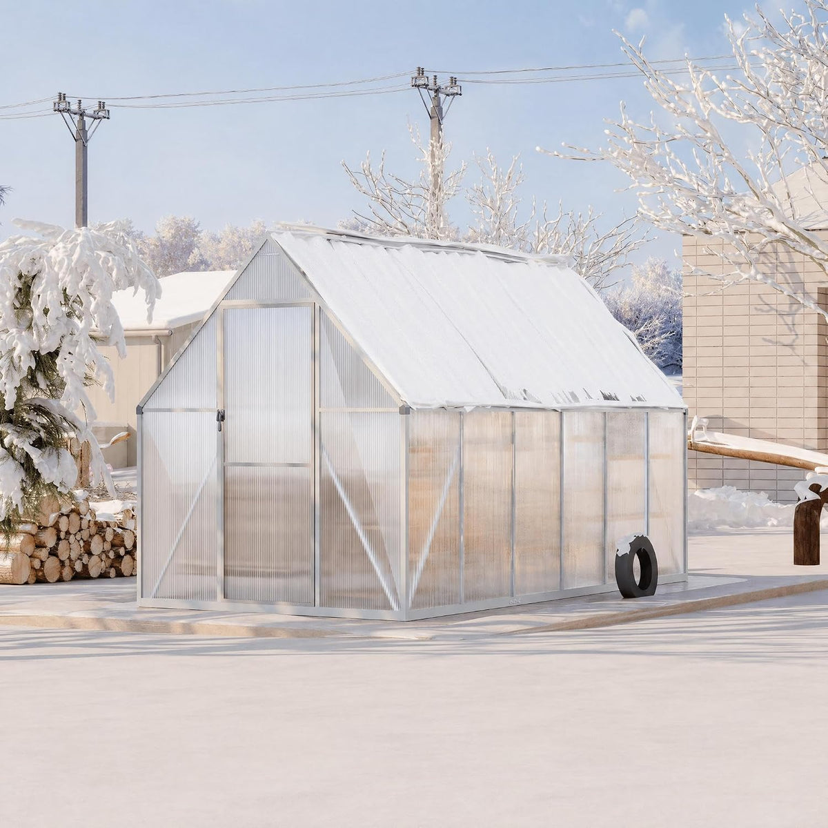 cabihome 6x 11 ft outdoor greenhouse, polycarbonate greenhouse, main product view