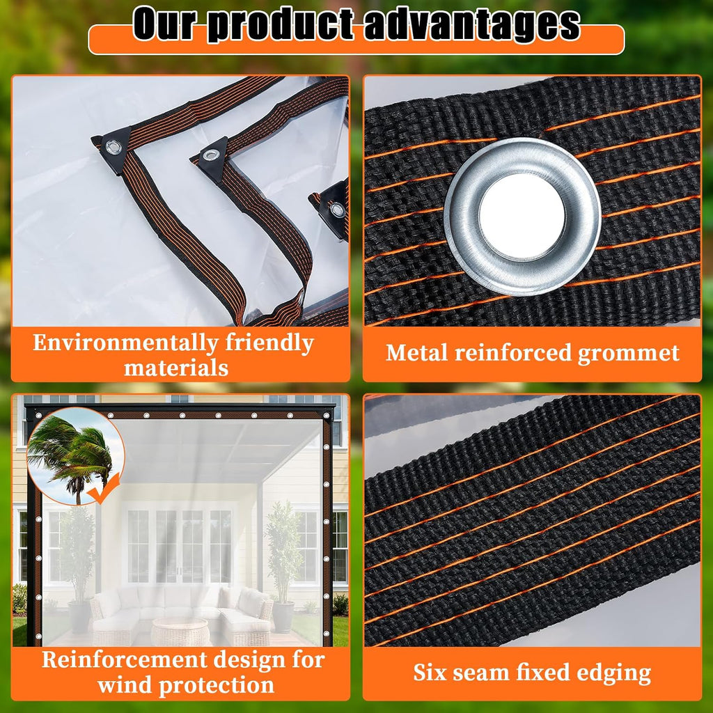 10x12ft heavy duty clear waterproof tarp,outdoor garden rainproof, close-up detail