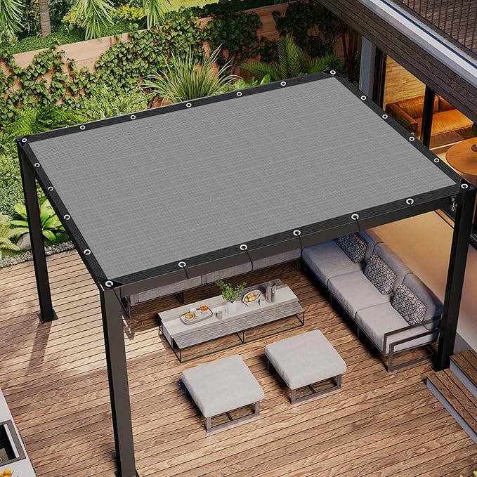 Grey Sun Shade Cloth,Pergola Shade Cover with Reinforced Grommets,90% Shade Fabric Fence Privacy Screen Balcony,Pergola Shade Cover Canopy Garden Carport Porch Deck Patio,4x6FT