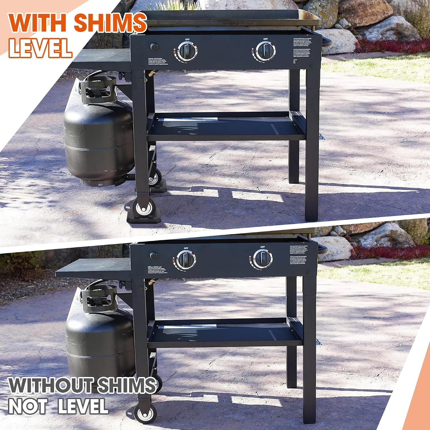 Griddle Leveling Shims Kit Compatible with Blackstone Griddle, Rubber Grill Levelers Outdoor for Most Grills, Keep Flat Top Grill in Level, Patent Pending