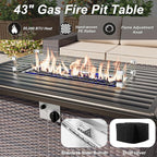 ALAULM 10 Pieces Patio Furniture Set with Propane Fire Pit Table Outdoor Sectional Sofa Sets Patio Furniture 43" Gas Fire Pit Brown PE Rattan Patio Conversation Set w/8 Seat Cushions (Deep Blue)