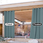 NICETOWN Greyish Blue Outdoor Patio Curtains 2 Panels Windproof Top & Bottom Grommet, Thermal Insulated Light & Cold Blocking Windproof Weighted Outdoor Drapes Privacy for Gazebo/Porch, W52 x L84