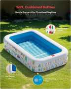 QPAU Baby Pool with Canopy, Inflatable Design, 65 x 39 in, Blue | Inflatable Design with Soft Cushioned Floor, Converts to a Ball Pit for Kids and Toddlers, for Indoor and Backyard Play