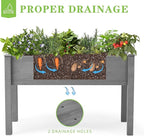 SoliWood Raised Garden Bed with Legs, 48x24x30'', Outdoor Wood Elevated Planter Box, Grey Cedar, Thick Legs, w/Liner